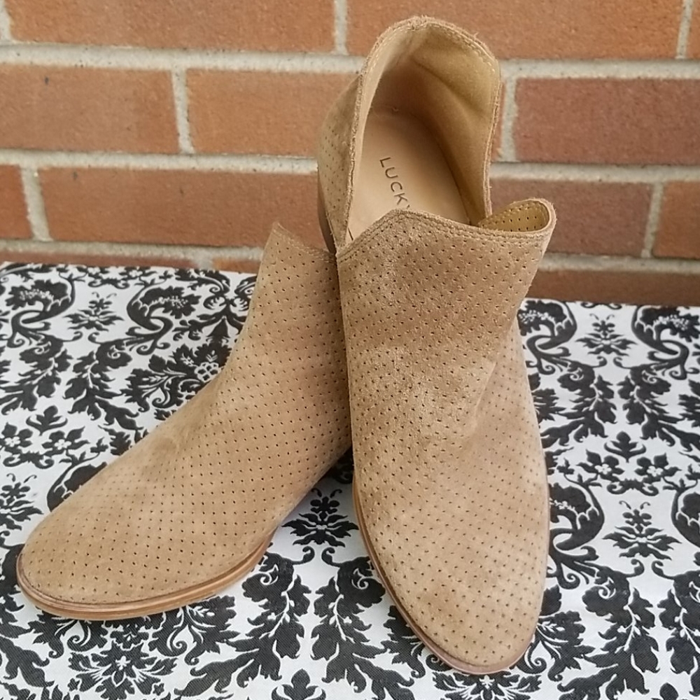 Lucky Brand Perforated Suede Booties 6